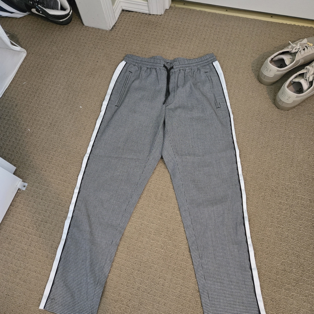 Men's Gray Track Pants with White Stripes